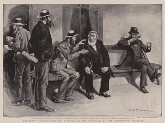 Le Président Kruger recevant des Visiteurs sur la Véranda à la Présidence, Pretoria